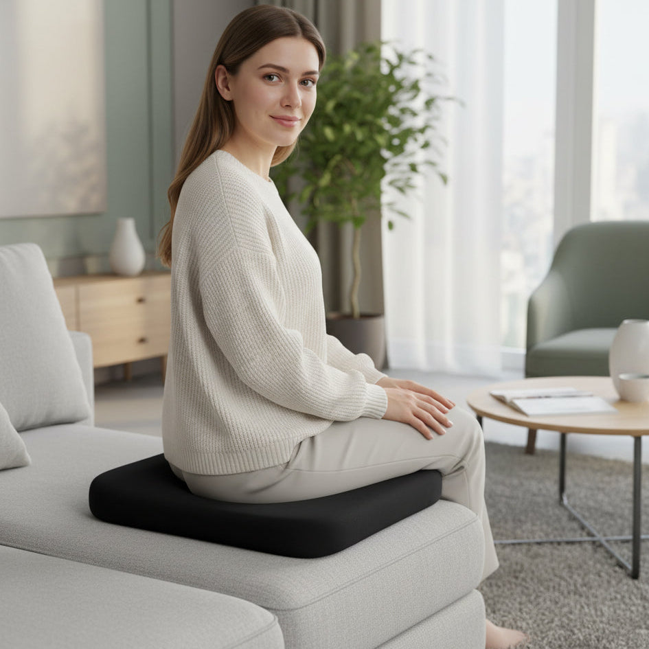 Seat Cushion with Non-Slip Base and Removable Cover for Chair and Car