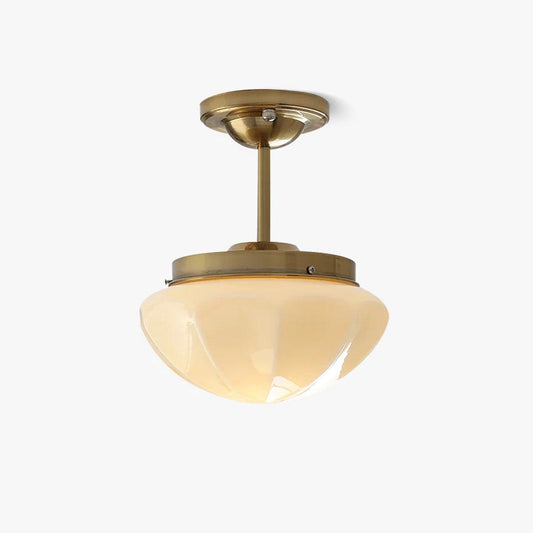 Semi-Flush Ceiling Light Art Deco with Opal Glass Shade
