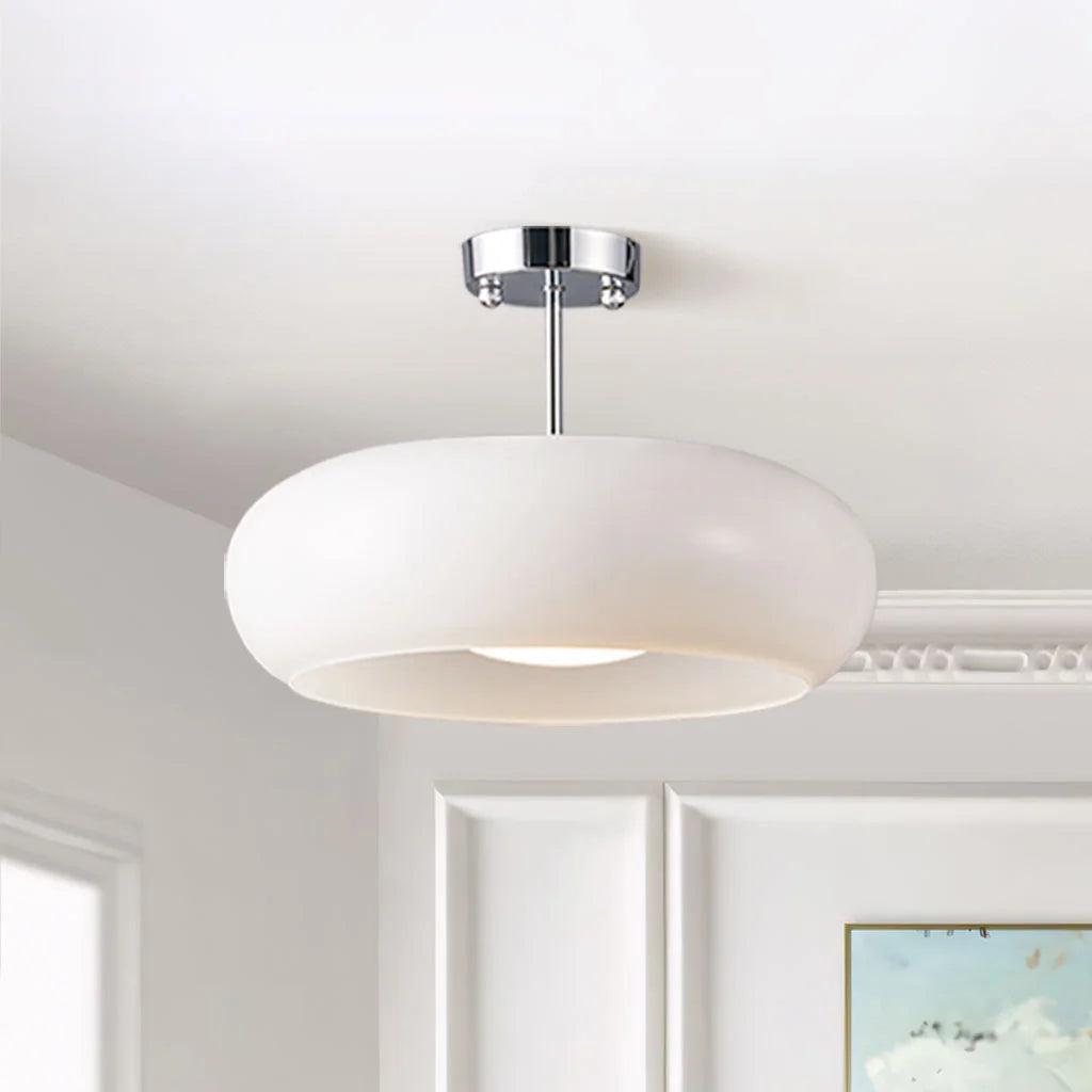 Semi Flush Mount Ceiling Light Modern Bauhaus with Round Glass Shade