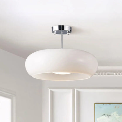 Semi Flush Mount Ceiling Light Modern Bauhaus with Round Glass Shade