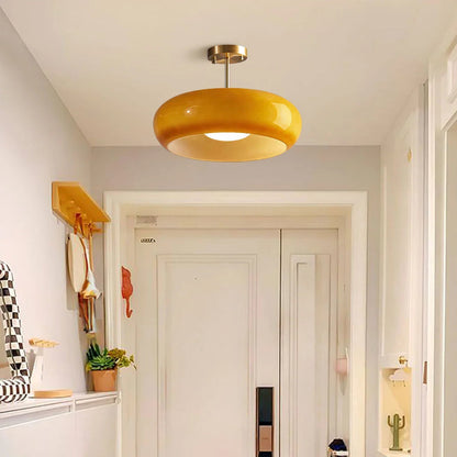 Semi Flush Mount Ceiling Light Modern Bauhaus with Round Glass Shade