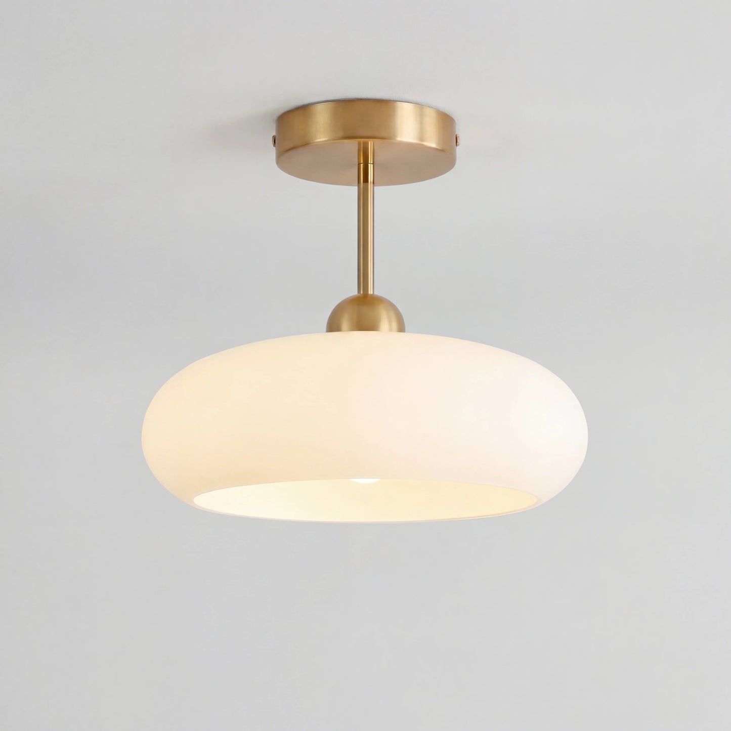 Semi Flush Mount Ceiling Light Modern Bauhaus with Round Glass Shade