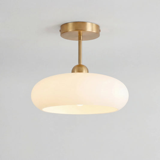 Semi Flush Mount Ceiling Light Modern Bauhaus with Round Glass Shade