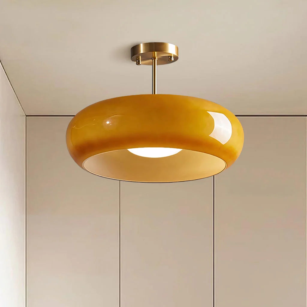 Semi Flush Mount Ceiling Light Modern Bauhaus with Round Glass Shade