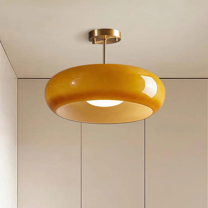 Semi Flush Mount Ceiling Light Modern Bauhaus with Round Glass Shade