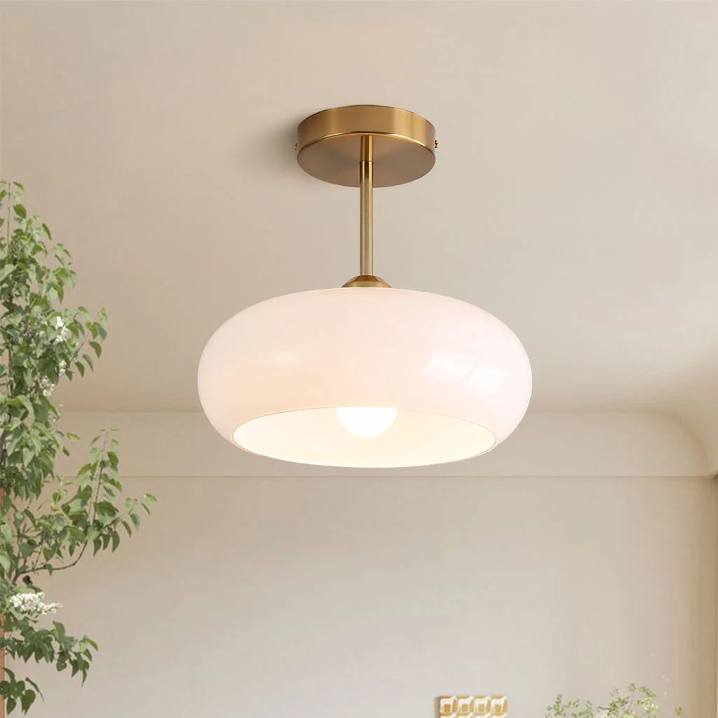 Semi Flush Mount Ceiling Light Modern Bauhaus with Round Glass Shade