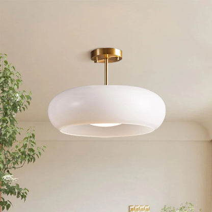 Semi Flush Mount Ceiling Light Modern Bauhaus with Round Glass Shade