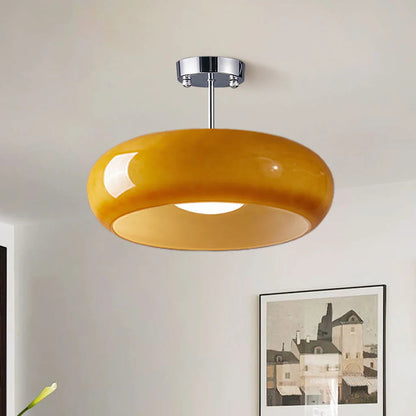 Semi Flush Mount Ceiling Light Modern Bauhaus with Round Glass Shade