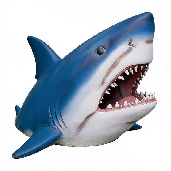 Shark Garden Sculpture with Open Mouth and Realistic Detailing