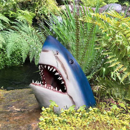 Shark Garden Sculpture with Open Mouth and Realistic Detailing
