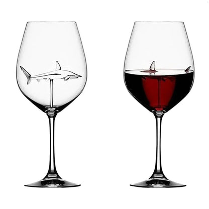 Shark Wine Glass with 3D Shark Figure Inside for Red and White Wine