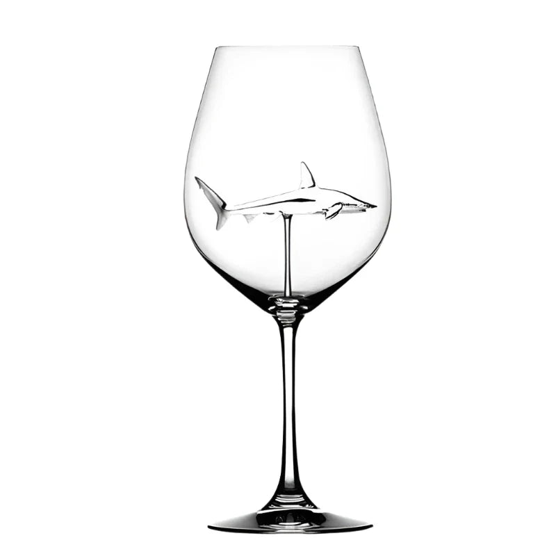 Shark Wine Glass with 3D Shark Figure Inside for Red and White Wine