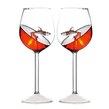 Shark Wine Glass with 3D Shark Figure Inside for Red and White Wine