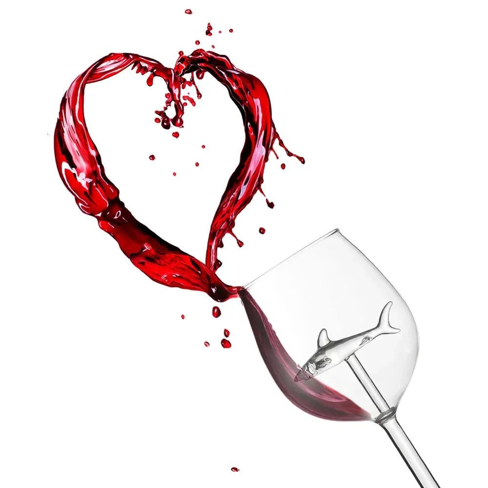 Shark Wine Glass with 3D Shark Figure Inside for Red and White Wine