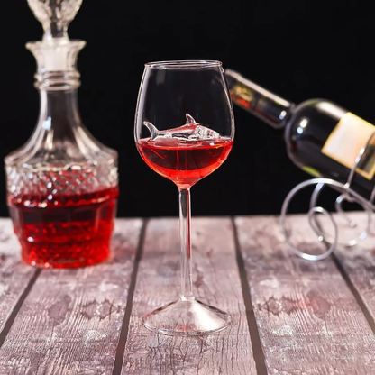 Shark Wine Glass with 3D Shark Figure Inside for Red and White Wine