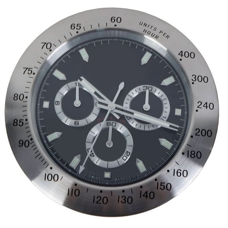 Silent Wall Clock with Stainless Steel Frame and Luminous Hands