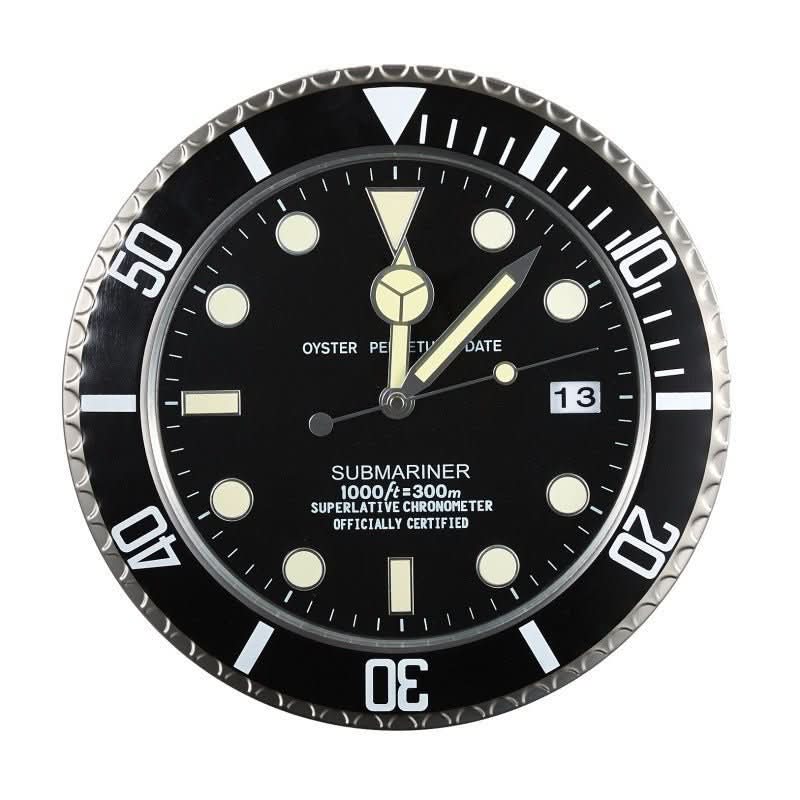 Silent Wall Clock with Stainless Steel Frame and Luminous Hands