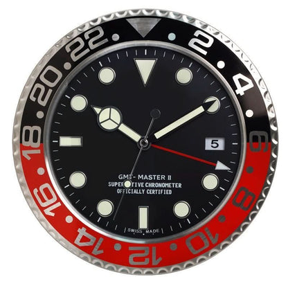 Silent Wall Clock with Stainless Steel Frame and Luminous Hands