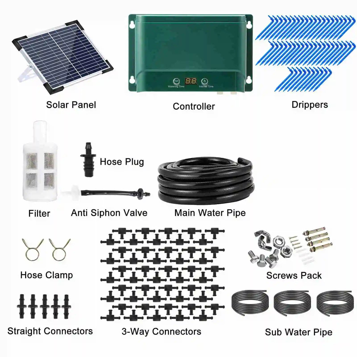 Solar Drip Irrigation Kit with Digital Timer Controller and Solar Panel