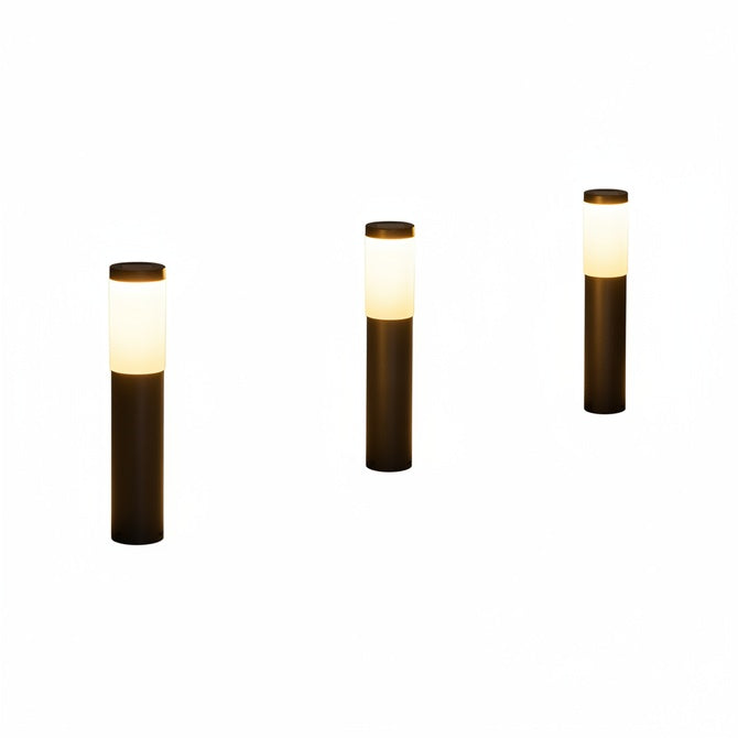 Solar Garden Bollard Lights with Cylindrical Housing and Auto On/Off Sensor