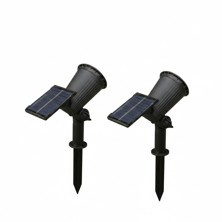 Solar Garden Spotlight with 9-Color LED and Adjustable Head, Set of 2