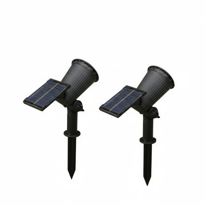 Solar Garden Spotlight with 9-Color LED and Adjustable Head, Set of 2