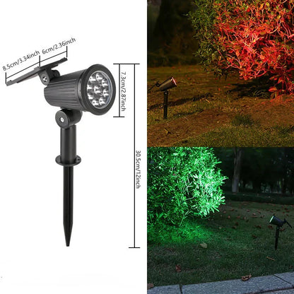 Solar Garden Spotlight with 9-Color LED and Adjustable Head, Set of 2