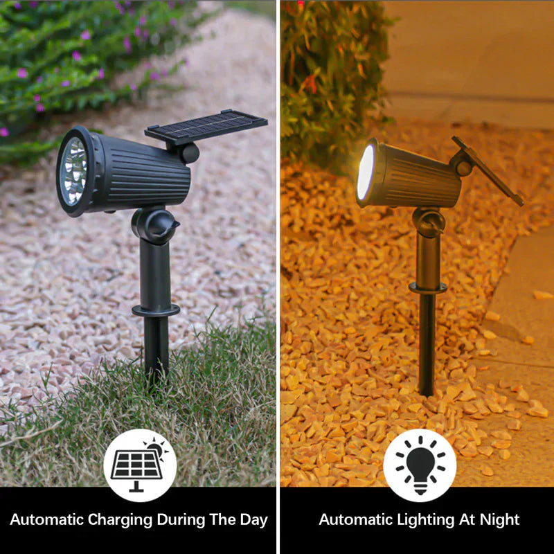 Solar Garden Spotlight with 9-Color LED and Adjustable Head, Set of 2