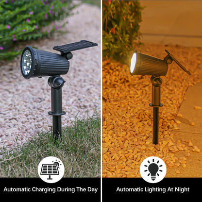 Solar Garden Spotlight with 9-Color LED and Adjustable Head, Set of 2