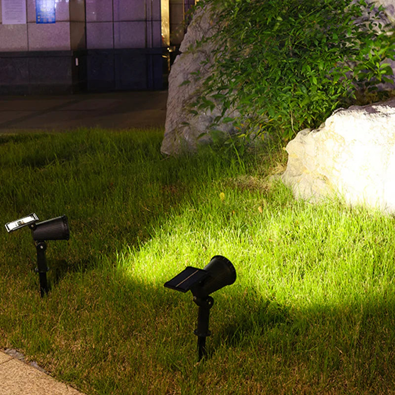 Solar Garden Spotlight with 9-Color LED and Adjustable Head, Set of 2
