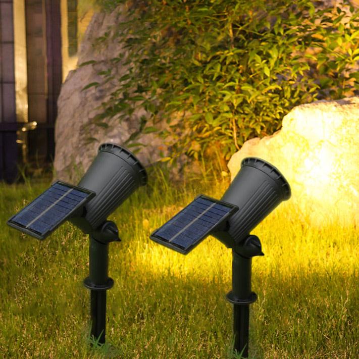 Solar Garden Spotlight with 9-Color LED and Adjustable Head, Set of 2