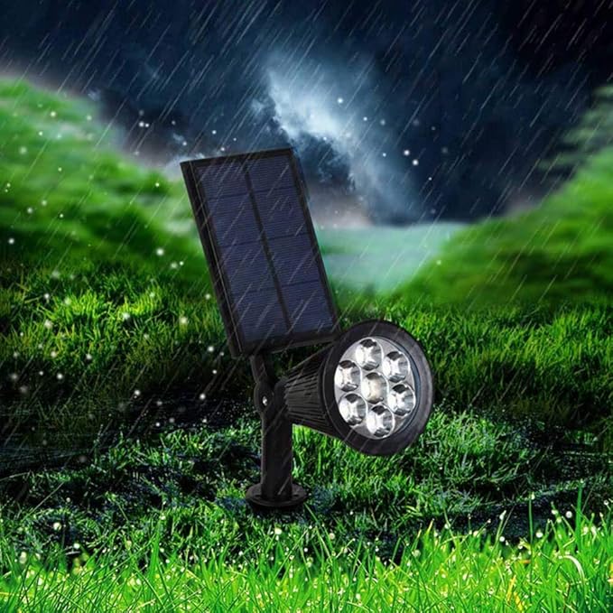 Solar Garden Spotlight with 9-Color LED and Adjustable Head, Set of 2