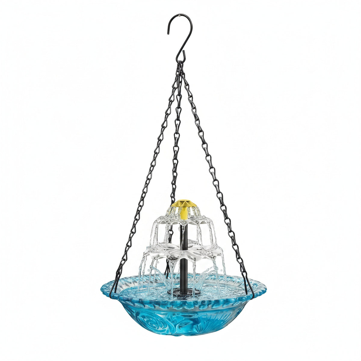 Solar Hanging Bird Bath Fountain with Two Tier Waterfall
