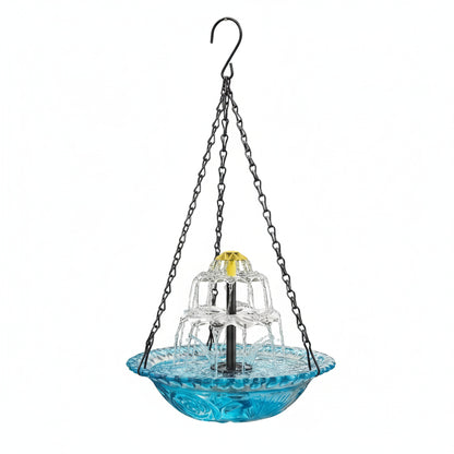 Solar Hanging Bird Bath Fountain with Two Tier Waterfall
