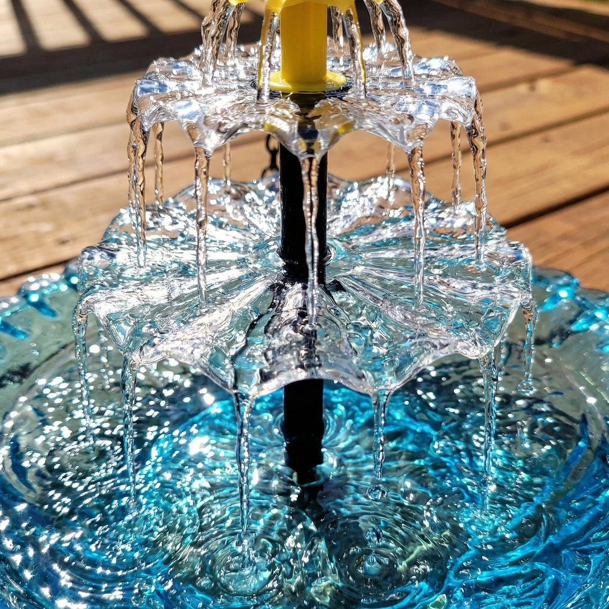 Solar Hanging Bird Bath Fountain with Two Tier Waterfall
