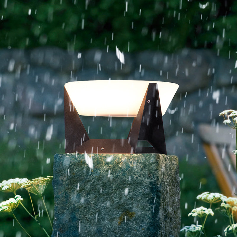 Solar Outdoor Pillar Lamp Modern Garden Gate Post Light with Integrated Solar Panel