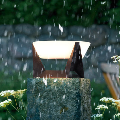 Solar Outdoor Pillar Lamp Modern Garden Gate Post Light with Integrated Solar Panel