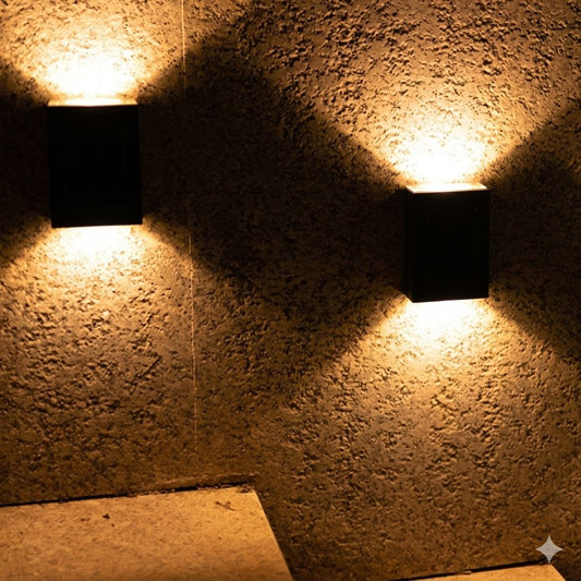 Solar Outdoor Wall Light with Up and Down Beam for Garden Fence and Steps