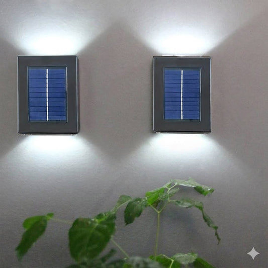Solar Outdoor Wall Light with Up and Down Beam for Garden Fence and Steps
