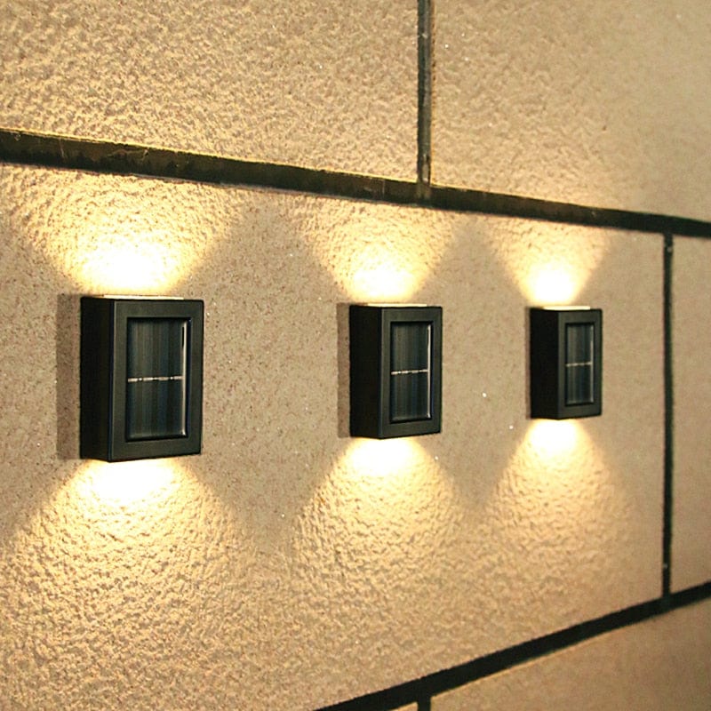 Solar Outdoor Wall Light with Up and Down Beam for Garden Fence and Steps