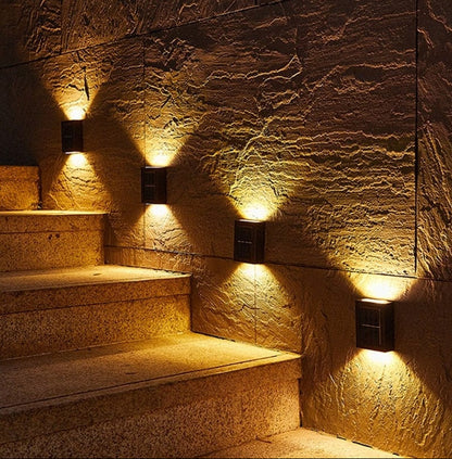 Solar Outdoor Wall Light with Up and Down Beam for Garden Fence and Steps
