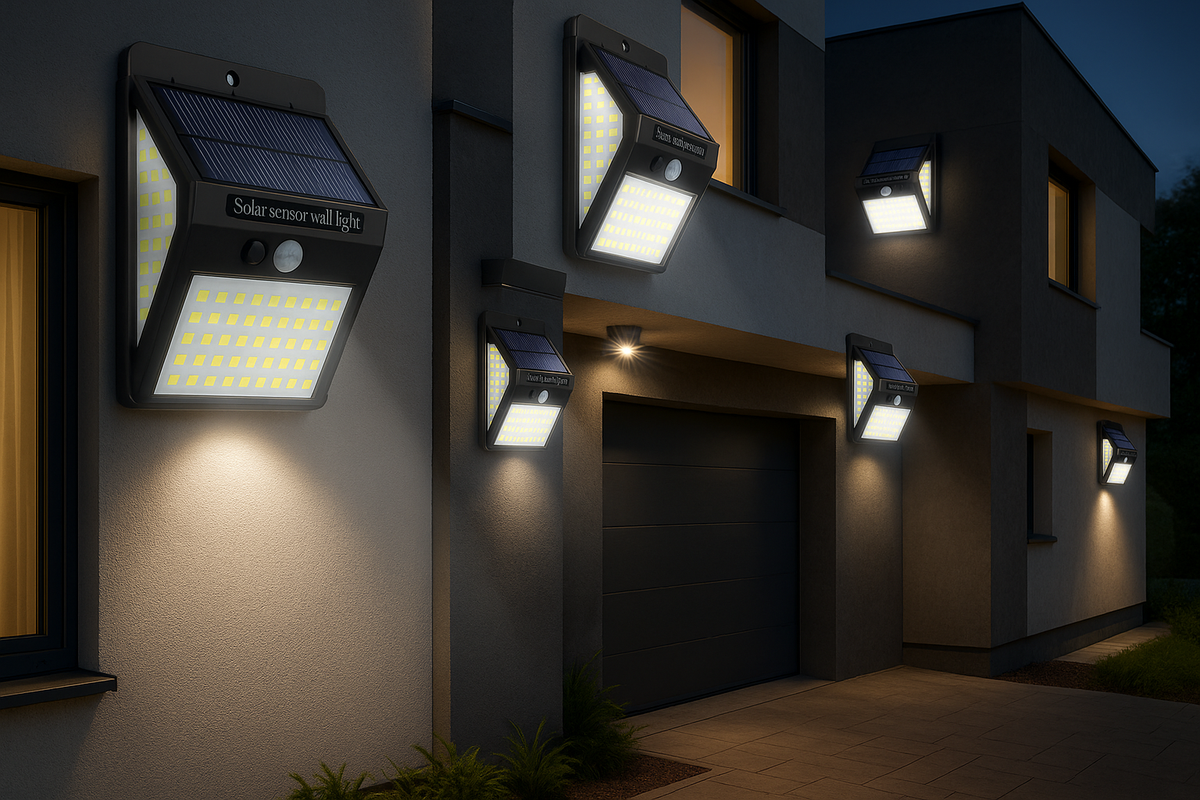 Solar Security Wall Light with Motion Sensor, 270° Wide Angle and 140 LEDs