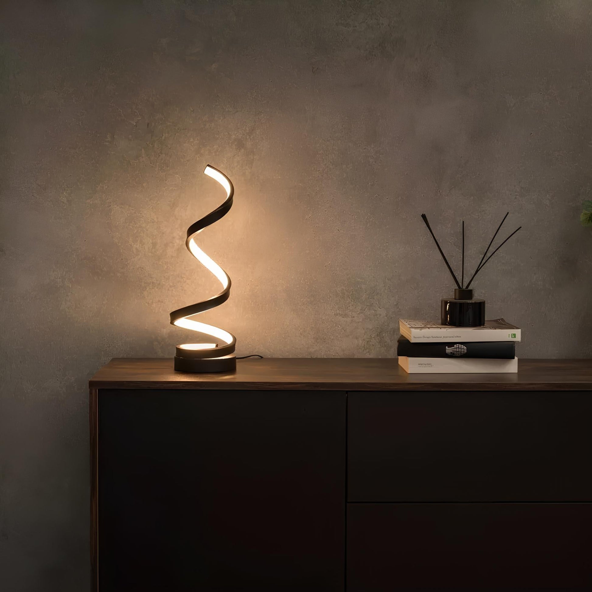 Spiral LED Table Lamp Modern with Dimmable Light and 3 Color Modes