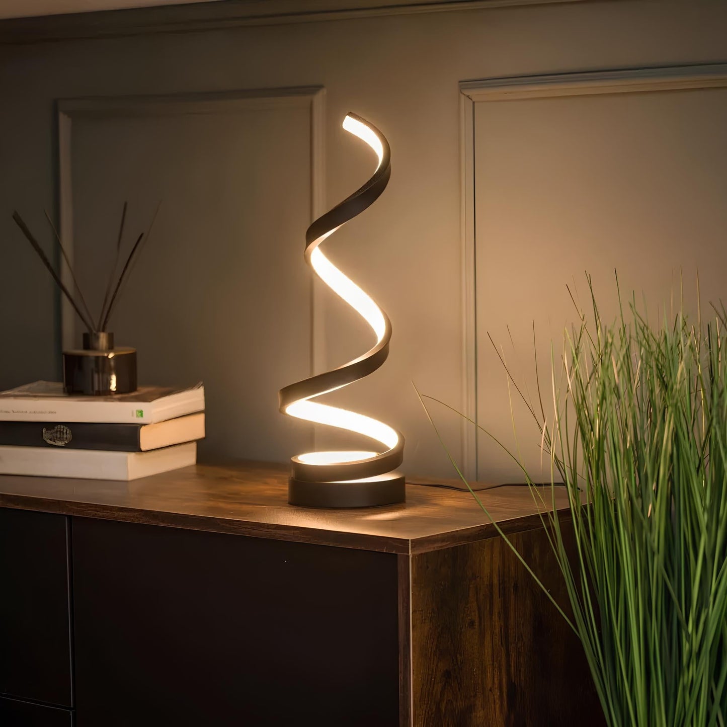 Spiral LED Table Lamp Modern with Dimmable Light and 3 Color Modes