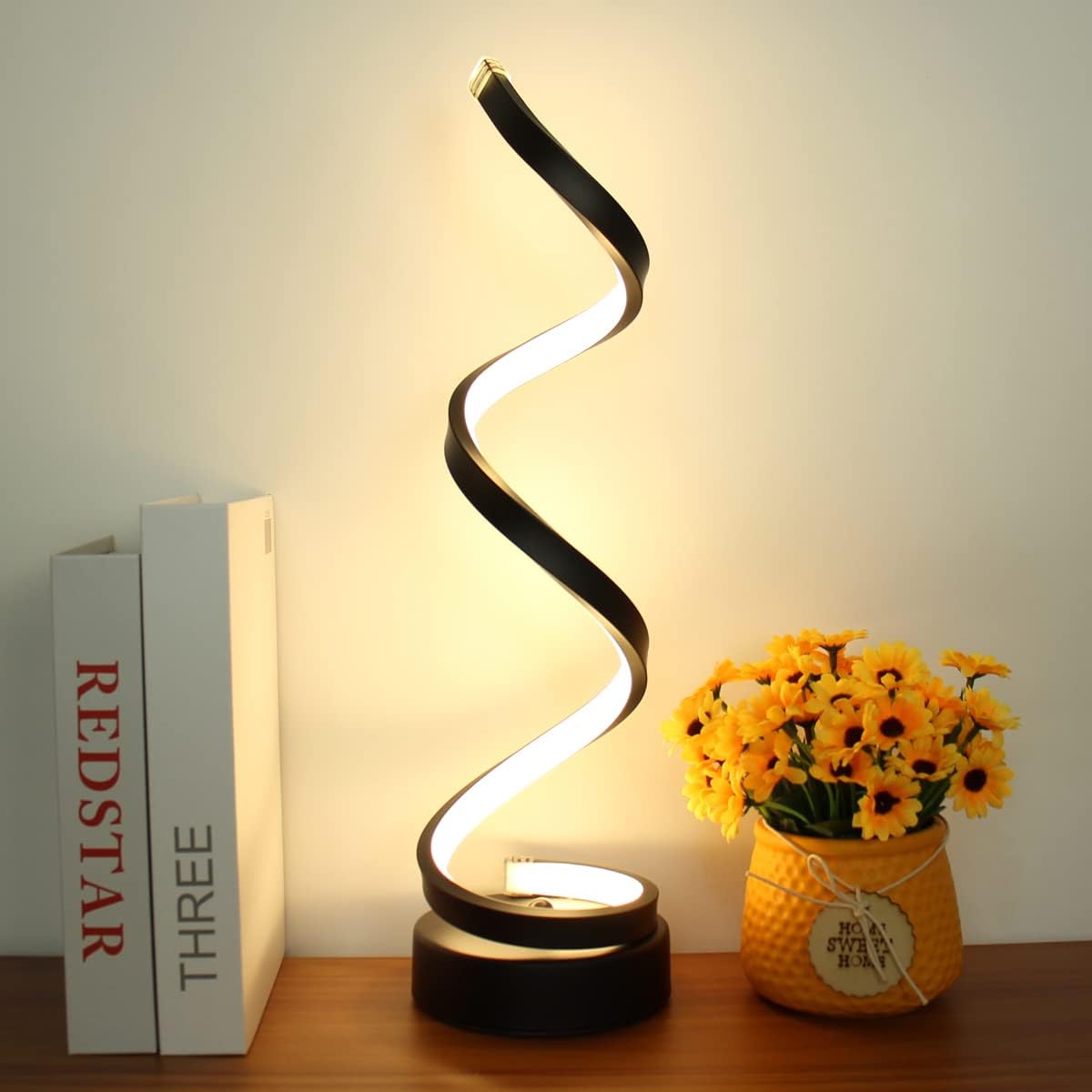 Spiral LED Table Lamp Modern with Dimmable Light and 3 Color Modes