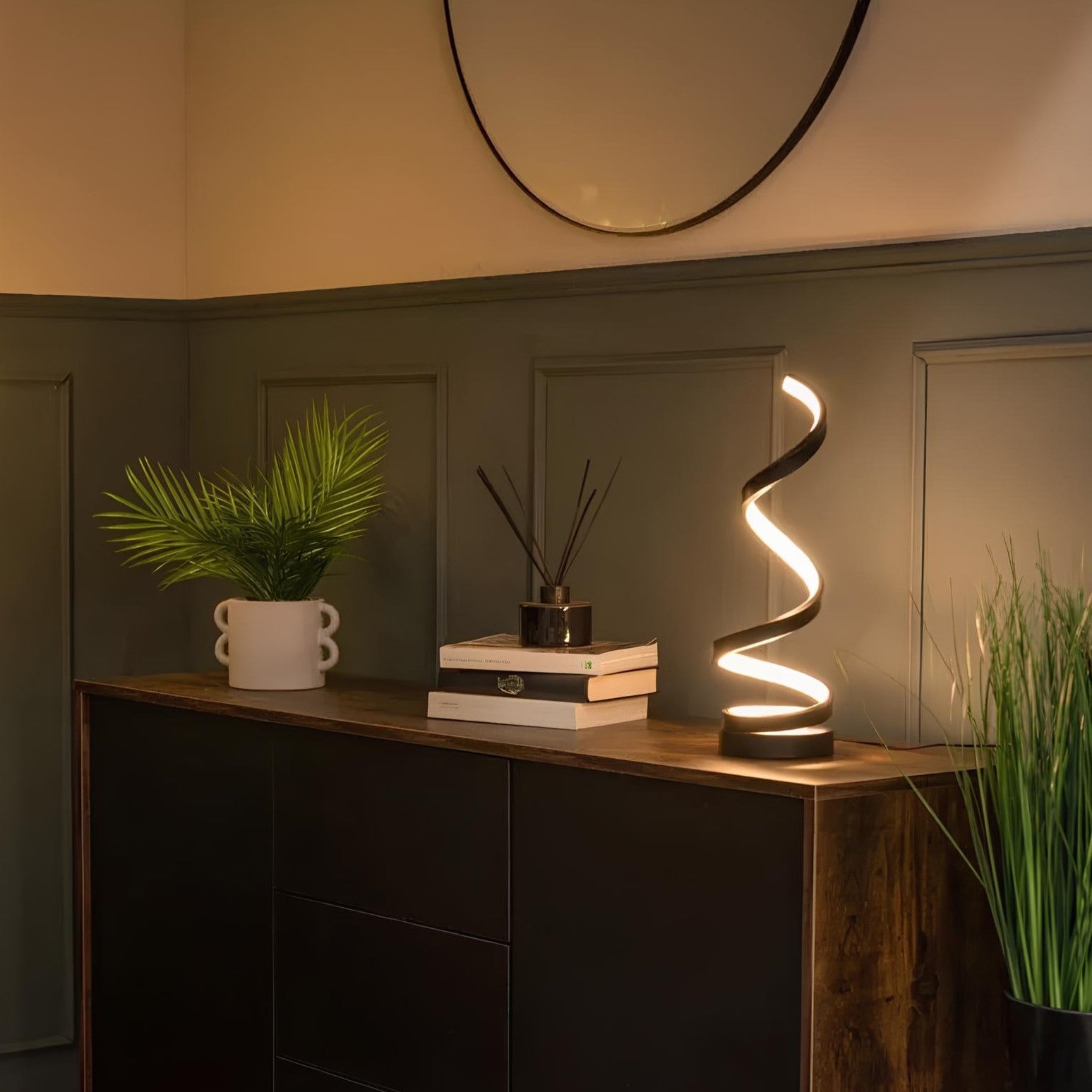 Spiral LED Table Lamp Modern with Dimmable Light and 3 Color Modes
