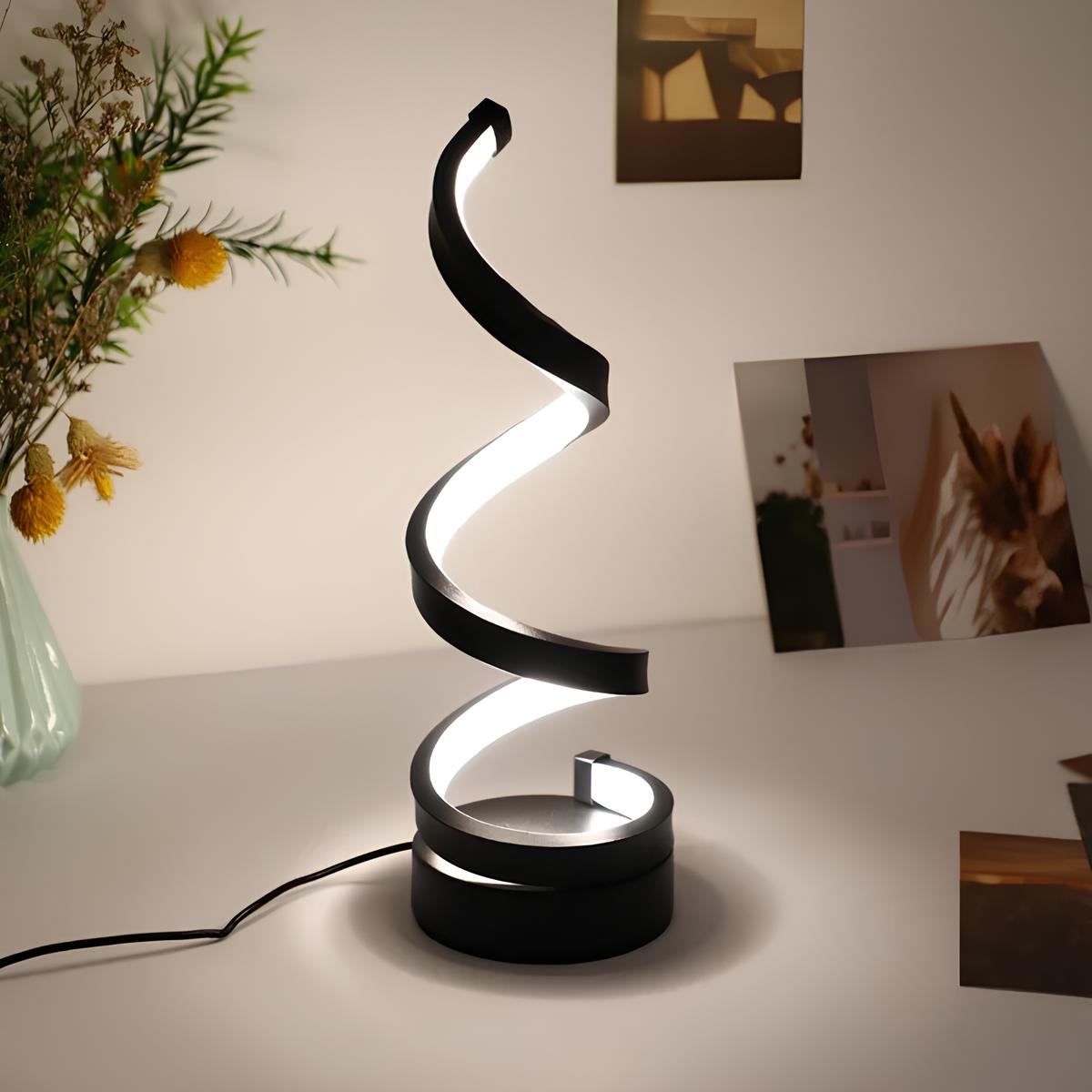Spiral LED Table Lamp Modern with Dimmable Light and 3 Color Modes