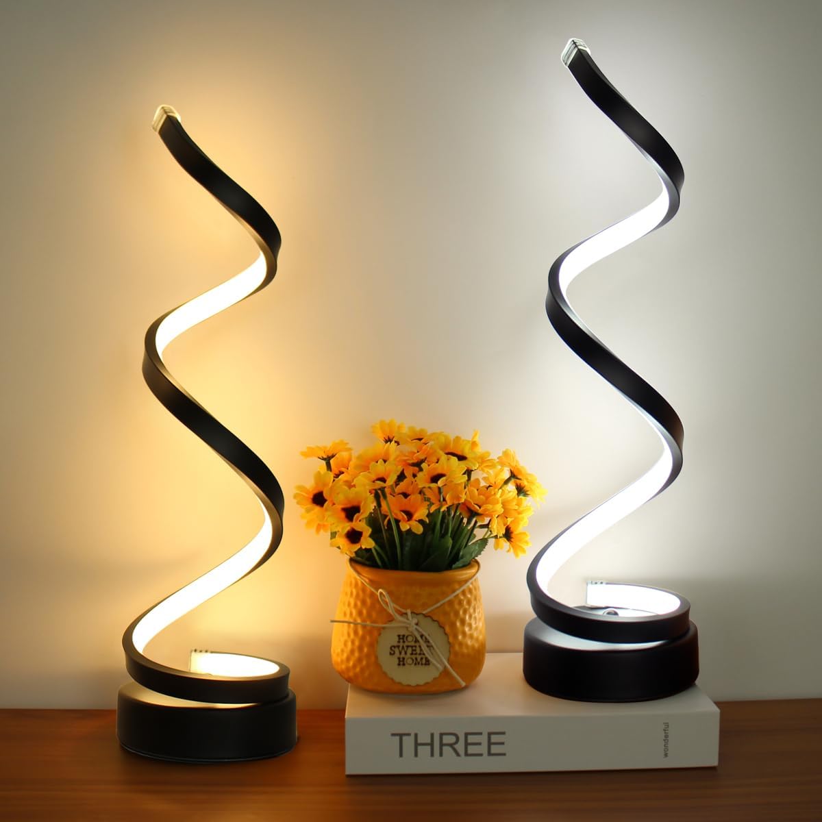 Spiral LED Table Lamp Modern with Dimmable Light and 3 Color Modes
