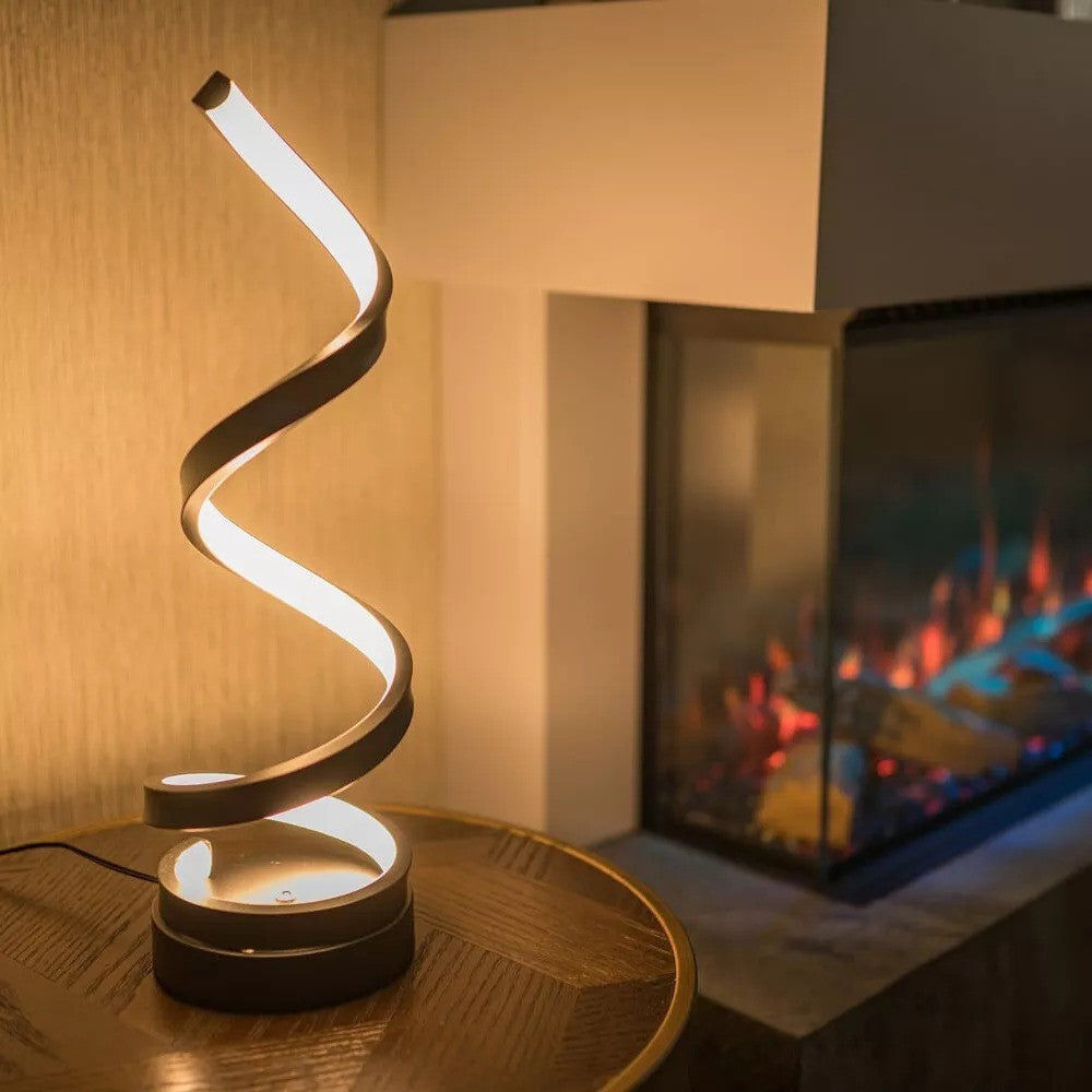 Spiral LED Table Lamp Modern with Dimmable Light and 3 Color Modes