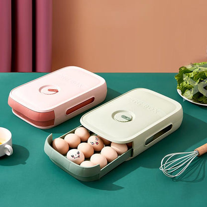Stackable Egg Storage Box with Pull-Out Drawer and Lid